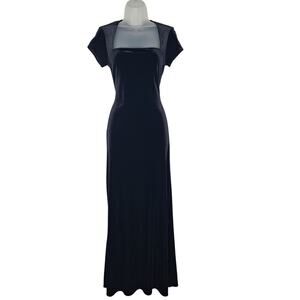 Vintage 90s Jump Square Neck Velvet Dress 3/4 Maxi Goth Whimsygoth Witchy Prom